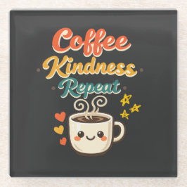 Coffee Vriendelijkheid Herhaal Schattig Retro Koff Glazen Onderzetter