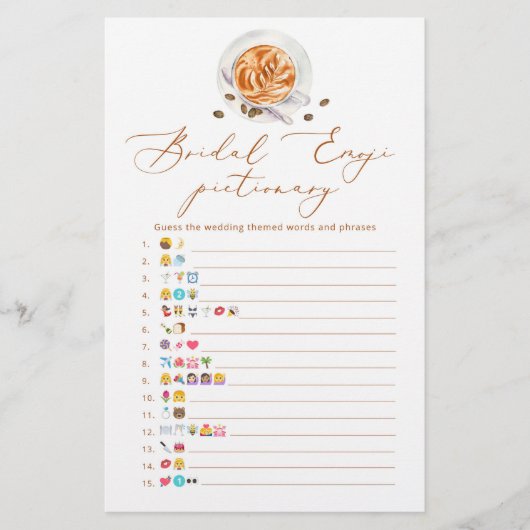 Coffee vrijgezellenfeest emoji pictionary game (Voorkant)