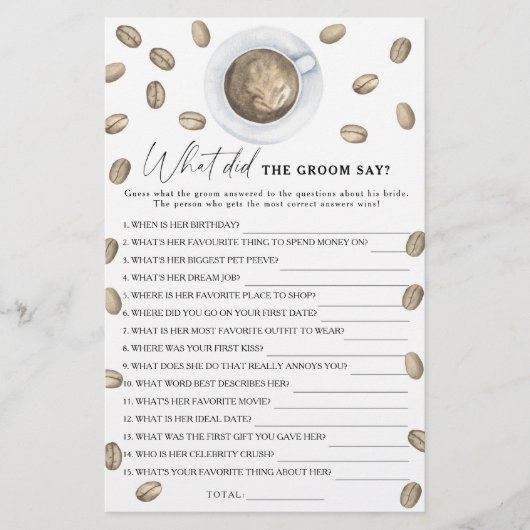 Coffee vrijgezellenfeest Wat zei de bruidegom (Voorkant)