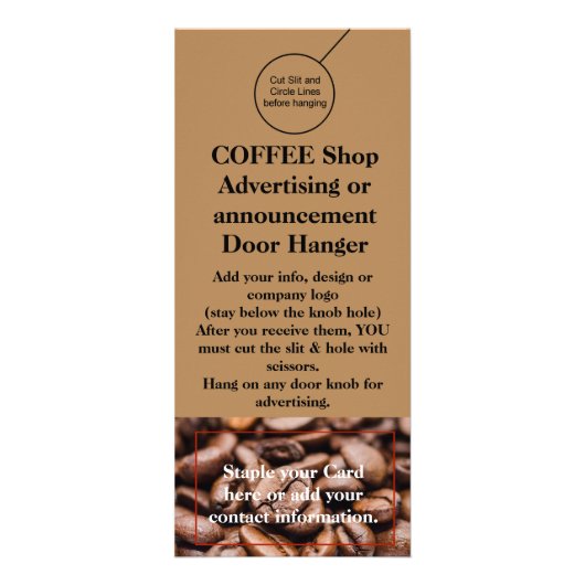 COFFEE Winkeldeur voor brochure Flyer Hanger Reclamekaart (Voorkant)