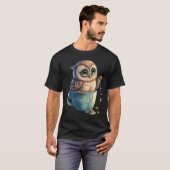 Coffee with cute owl owl coffee mug t-shirt (Voorkant volledig)