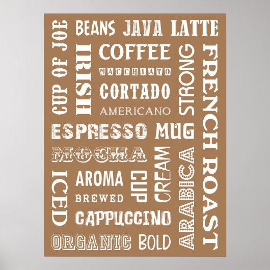 COFFEE WOORDEN POSTER (Voorkant)