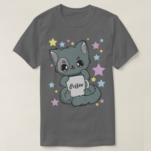 Coffee Yami Kawaii Chibi Anime Cat Moka Fairy Kei  T-shirt (Design voorkant)
