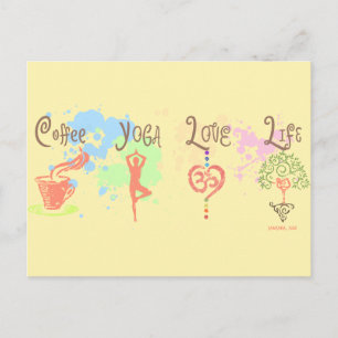 Coffee Yoga Love Life Paint Splatter Briefkaart