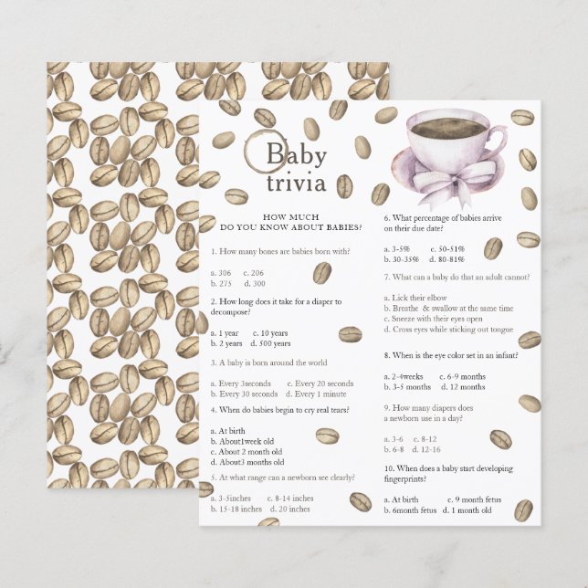 Coffeebaby shower - Baby Trivia Spel (Voorkant / Achterkant)