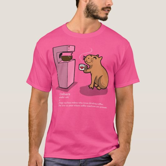 Coffeebara Leuk Dier Capybara Drink Koffie T-shirt (Voorkant)