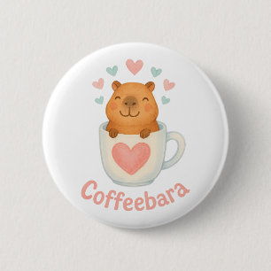 Coffeebara Schattige Capibara in Koffiekop Ronde Button 5,7 Cm
