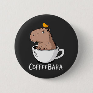 Coffeebara Schattige Capybara Koffiekop Grappige P Ronde Button 5,7 Cm