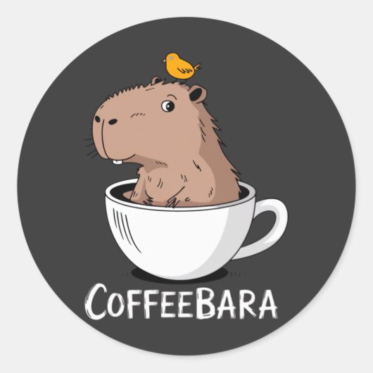 Coffeebara Schattige Capybara Koffiekop Grappige P Ronde Sticker (Voorkant)