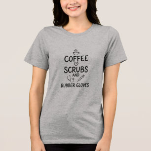 Coffeegrounds en rubberen handschoenen verpleegste Tri-Blend shirt