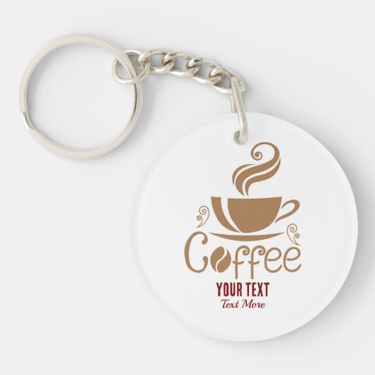 Coffeeliefhebber Design – Minimaal Beker Grafisch Sleutelhanger (Voorkant)