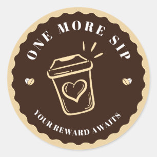 Coffeelogostickerrol Bruine Café branding Ronde Sticker