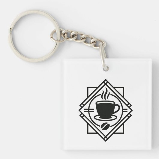 Coffeembleem Sleutelhanger – Minimalistisch Café-l (voorkant)