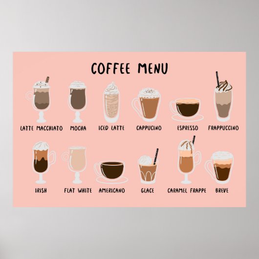 Coffeemenukaart Poster (Voorkant)