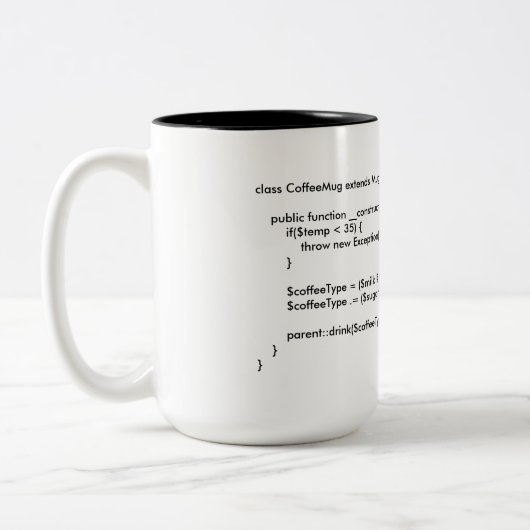 CoffeeMug PHP Class Tweekleurige Koffiemok (Links)