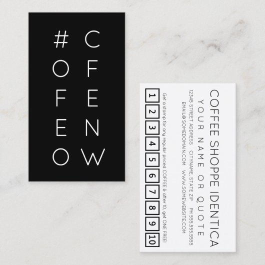 #COFFEENOW hashtag loyaliteitspunkkaart Klantenkaartje (Voorkant / Achterkant)