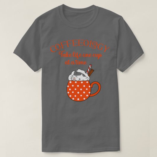Coffeeologie neemt één beker per keer het leven vo t-shirt (Design voorkant)