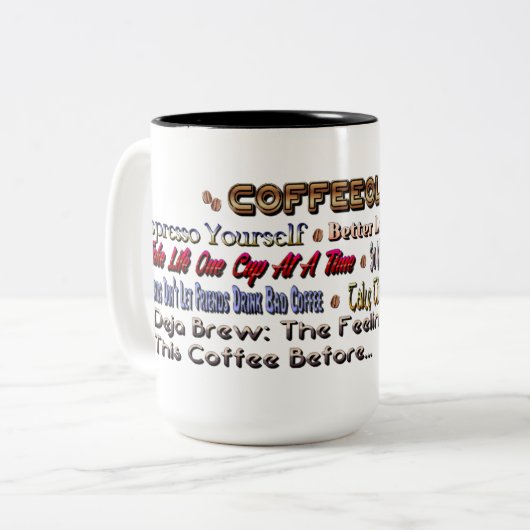 Coffeeology Coffee Quotes Humor Mok (Voorkant links)