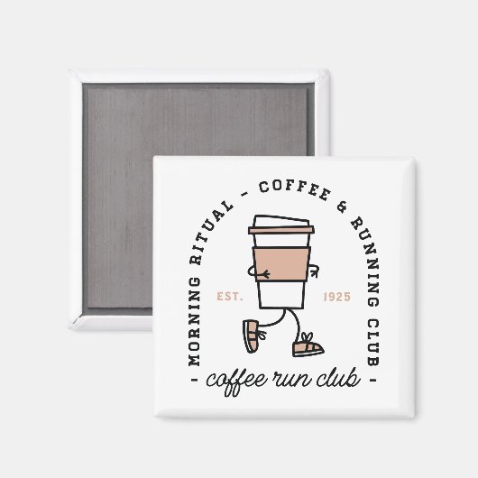 Coffeerronclub grappige hardloopster esthetiek magneet (Voorkant / Achterkant)