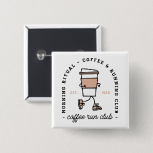 Coffeerronclub grappige hardloopster esthetisch vierkante button 5,1 cm