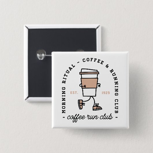Coffeerronclub grappige hardloopster esthetisch vierkante button 5,1 cm (Voorkant /achterkant)