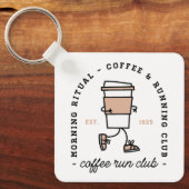 Coffeerronclub grappige hardloopster liefhebber sleutelhanger (Voorkant)