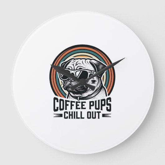 Coffeeshirt Honden Retro Chille Pug Grafisch_1 Grote Klok (Voorkant)