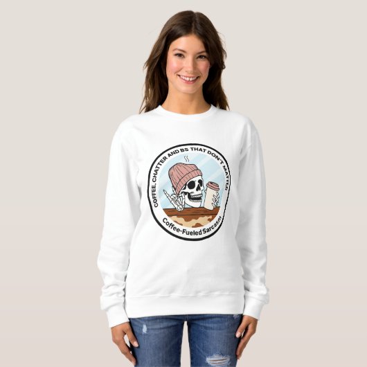 Coffeeshirt met gezwets en zweterige mouwen trui (Voorkant volledig)