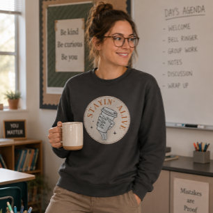Coffeeshirt om te blijven leven Skelet Zweetshirt Trui