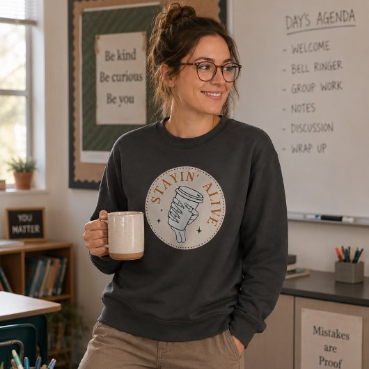 Coffeeshirt om te blijven leven Skelet Zweetshirt Trui