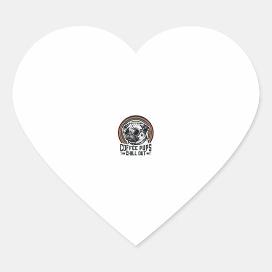 Coffeeshirt voor honden Retro Chill Pug Grafisch_1 Hart Sticker (Voorkant)