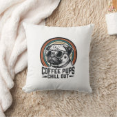 Coffeeshirt voor honden Retro Chill Pug Grafisch_1 Kussen (Deken)