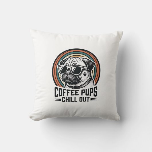 Coffeeshirt voor honden Retro Chill Pug Grafisch_1 Kussen (Voorkant)