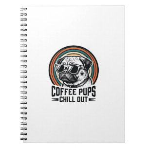 Coffeeshirt voor honden Retro Chill Pug Grafisch_1 Notitieboek