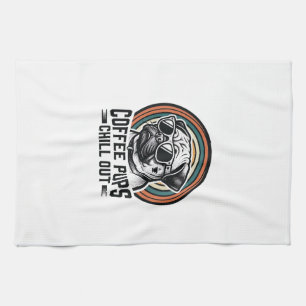 Coffeeshirt voor honden Retro Chill Pug Grafisch_1 Theedoek