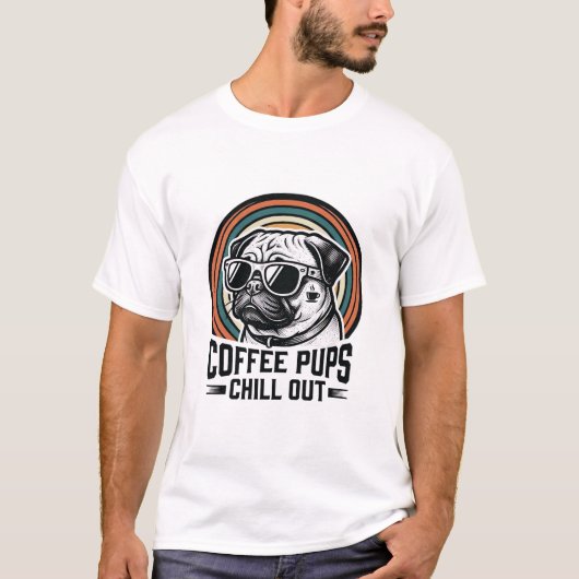 Coffeeshond Shirt Retro Chill Pug Grafisch_1 (Voorkant)