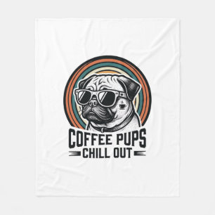 Coffeeshond Shirt Retro Chill Pug Grafisch_1 Fleece Deken