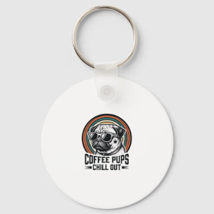 Coffeeshond Shirt Retro Chill Pug Grafisch_1 Sleutelhanger