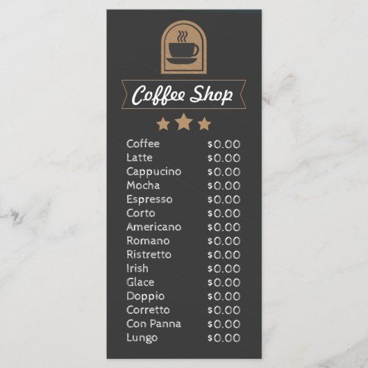 Coffeeshop aanpasbare sjabloon voor fotomenu menu (Voorkant)