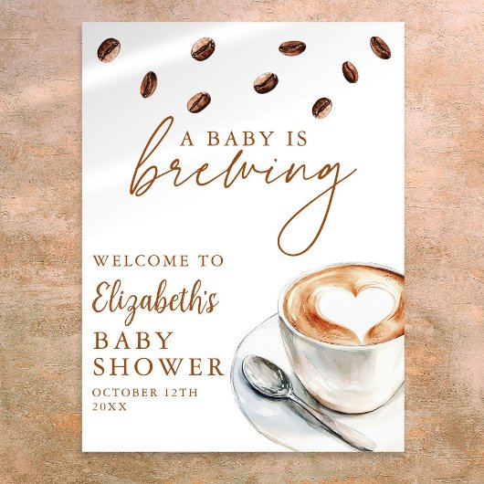 Coffeeshop Baby Shower Welkom Bord Poster