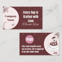 Coffeeshop Bedankkaart Burgundy Roze