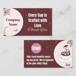 Coffeeshop Bedankkaart Burgundy Roze Klantenkaartje