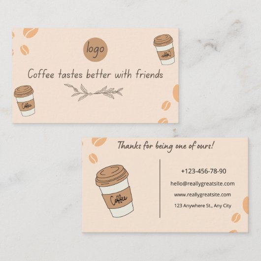 Coffeeshop Bedankt Loyalty Kaart Ontwerp (Voorkant / Achterkant)