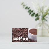 coffeeshop | Beker en bonen Visitekaartje (Staand voorkant)