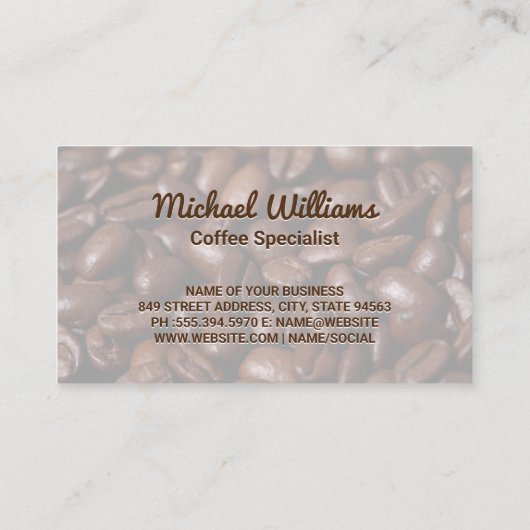 coffeeshop | Beker en bonen Visitekaartje (Achterkant)