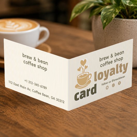Coffeeshop Cafe Beker met Hart Stoom Loyaliteit Visitekaartje