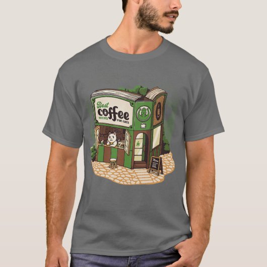 Coffeeshop Cats Bookstore by Tobe Fonseca T-shirt (Voorkant)