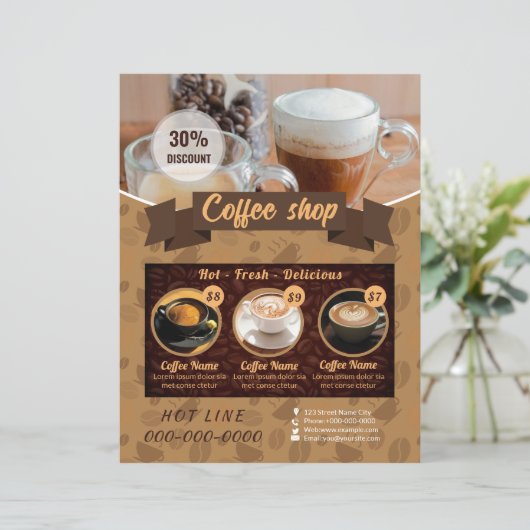 Coffeeshop Flyer Sjabloon (Staand voorkant)