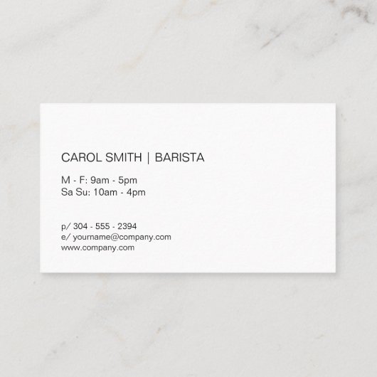 coffeeshop | Franse pers | Barista Visitekaartje (Achterkant)