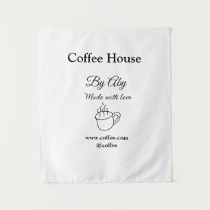 Coffeeshop gemaakt met liefde voeg tekst website s wandkleed